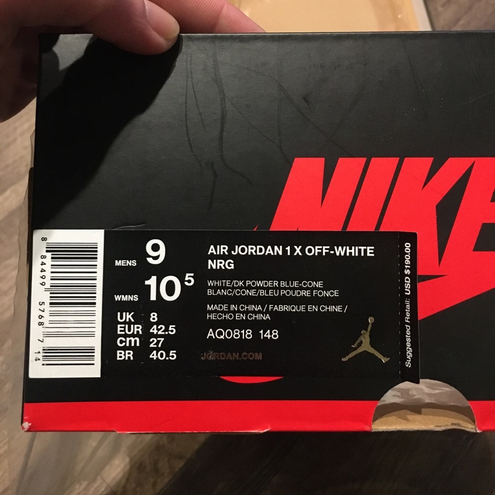 Nike x off white  size 9